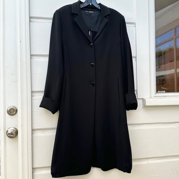 GEN by Figen Özdenak Womens Knee Length Black Flowy Jacket Gold Zip Detail EU 44 - Picture 2 of 7